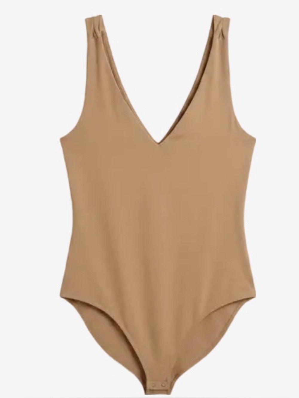 Express Contouring V-Neck One-Piece in Tan